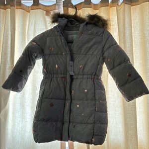 NWT Gap long puffy coat with rose gold stars